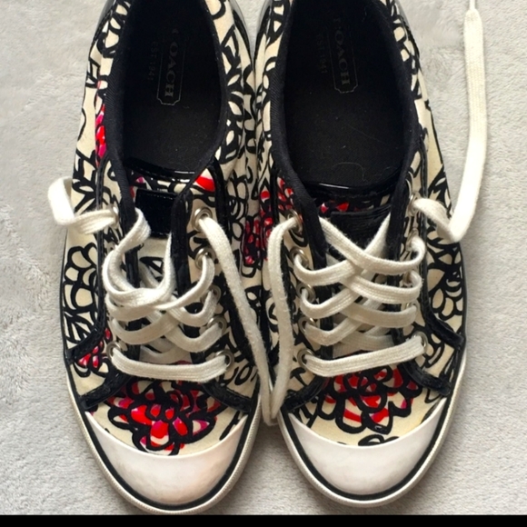 COACH Vintage Poppy Barrett Graffiti Floral Sneakers - Picture 1 of 2